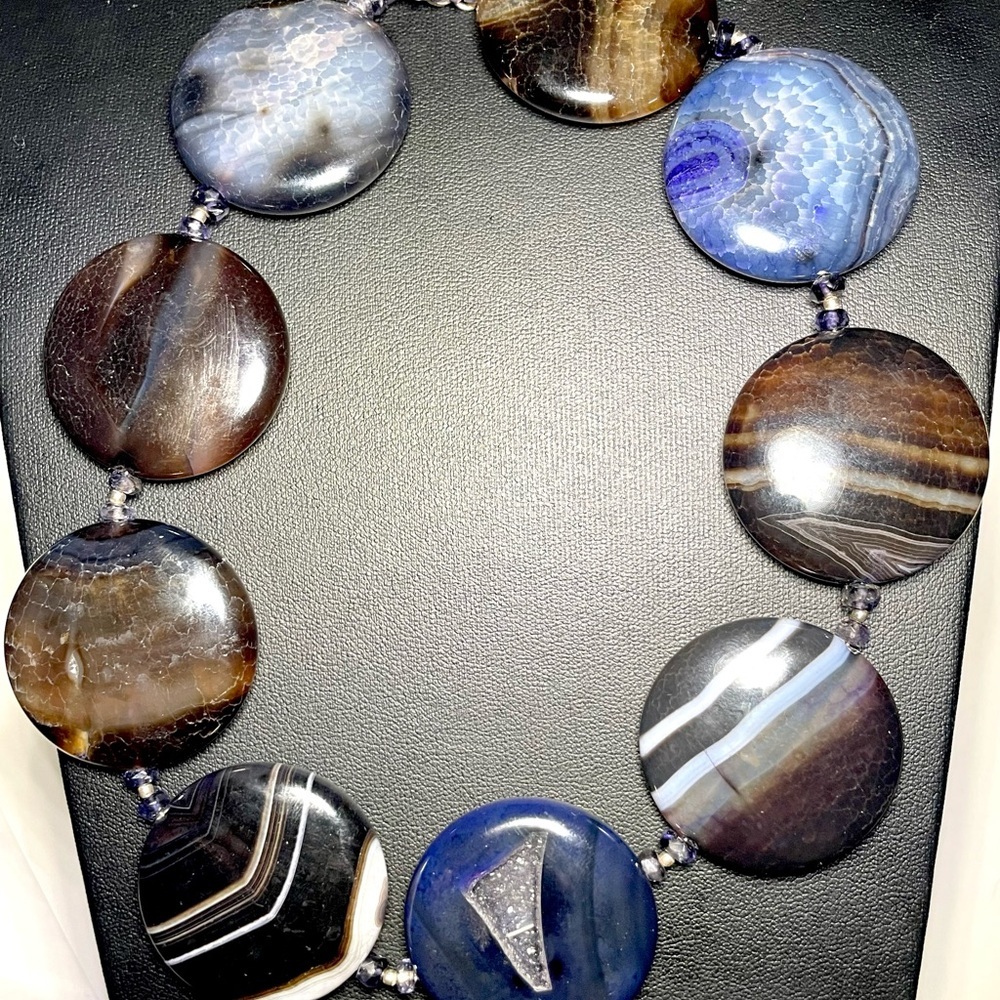 Botswana Africa Large Luminous Disc Bead necklace